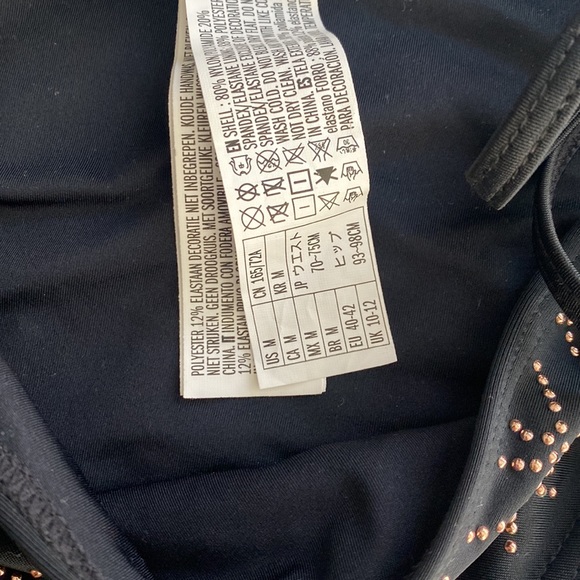 Black and gold embellished bikini with fringe strings - Picture 2 of 5